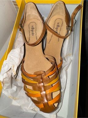 Softspots Brown, Orange & Yellow Strappy Sandals